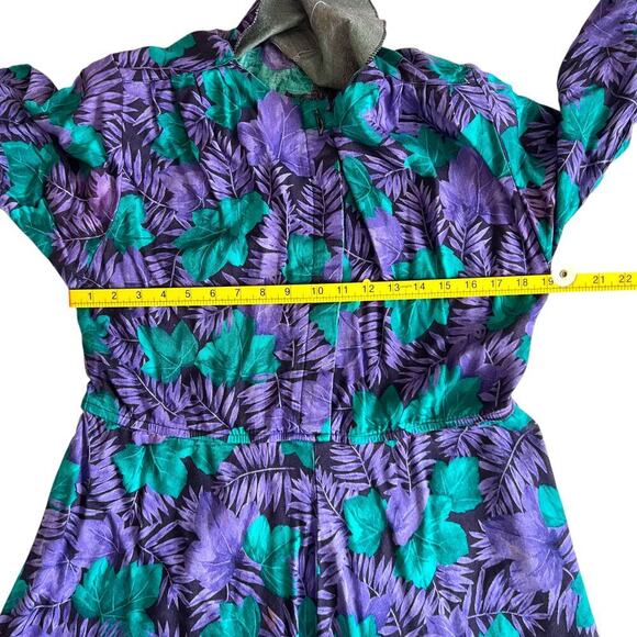 Leslie Fay Women's Vintage 80s 90s Floral Midi Dress Purple Green Size 10 - Picture 6 of 8